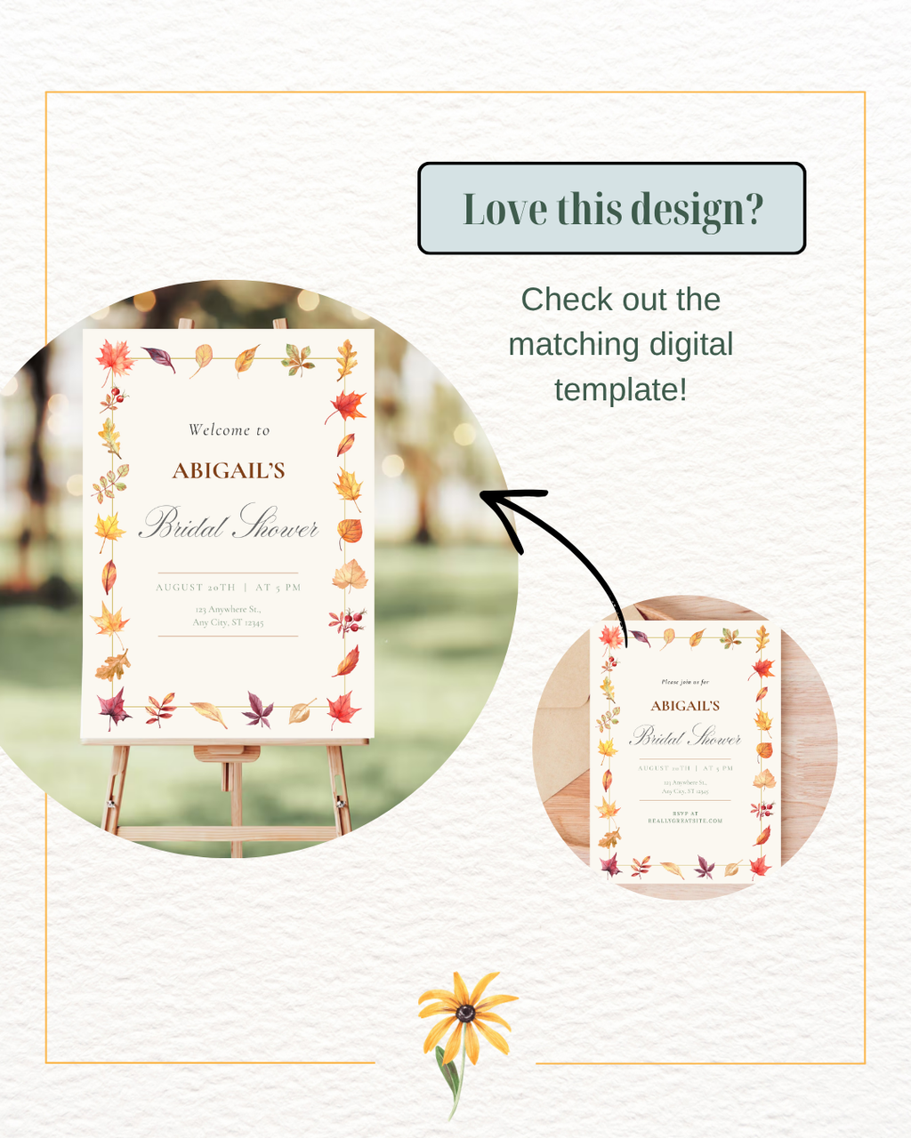 Bridal Shower Invitation Printable | Autumn Wildflower Boho Bridal Invite | Digital Download
