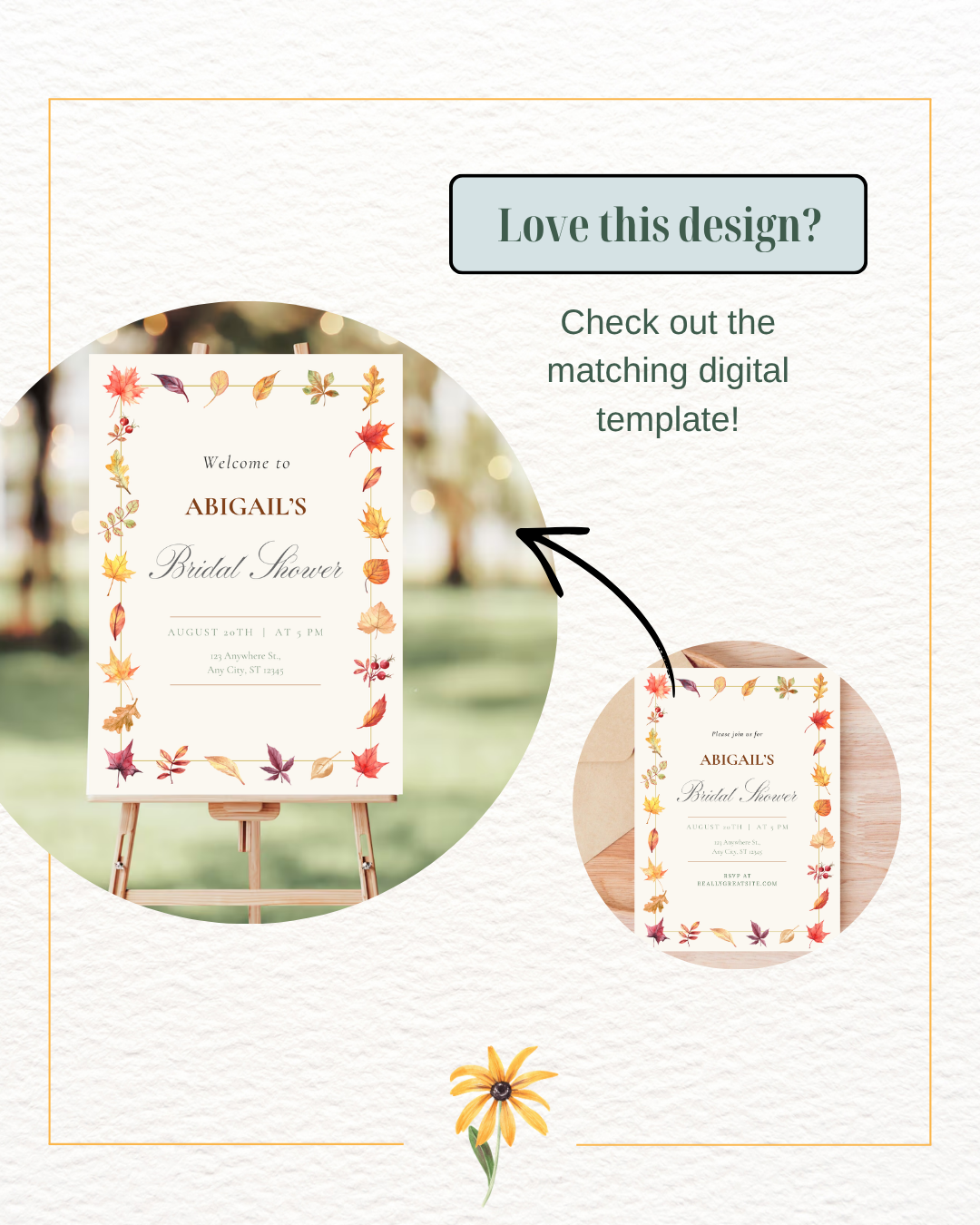 Bridal Shower Invitation Printable | Autumn Wildflower Boho Bridal Invite | Digital Download