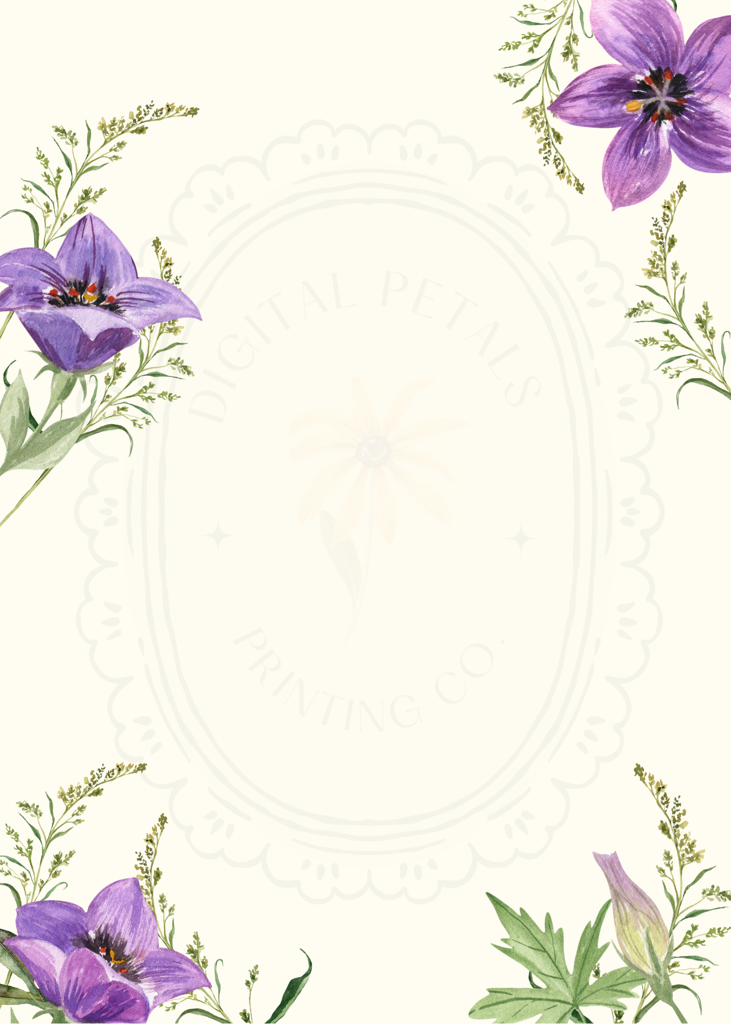 Violet & Periwinkle Wildflower Wedding Invitation | Minimalist Printable Invite | Digital Download
