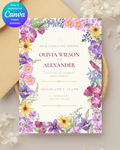 Wildflower Cottagecore Wedding Invitation Template | Editable Canva Design, Floral Botanical Spring