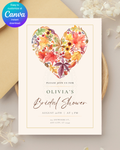 Terracotta & Rust Fall Heart Bridal Shower Invitation — Editable Digital Download Template