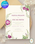Lavender & Lilac Wildflower Wedding Invitation | Minimalist Printable Invite | Digital Download