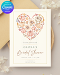 Autumn Heart Bridal Shower Invitation | Printable Floral Invite | Digital Download