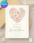 Terracotta & Rust Autumn Heart Bridal Shower Invitation | Printable Floral Invite | Digital Download