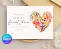 Amber Fall Heart Bridal Shower Invitation | Printable Landscape Template | Digital Download