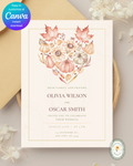 Burgundy Fall Leaves Wedding Invitation Template | Editable Canva Digital Download