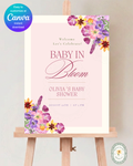 Baby in Bloom Baby Shower Welcome Sign Template | Editable Canva Digital Download