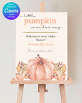 Terracotta & Rust Fall Pumpkin Baby Shower Welcome Sign | Editable Canva Template | Digital Download