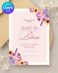 Baby in Bloom Baby Shower Invitation Template | Editable Canva Digital Download