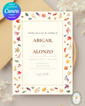 Fall Leaves Wedding Invitation Template | Terracotta & Cream | Digital Download