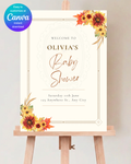Rustic Fall Wildflowers Baby Shower Welcome Sign Template | Hand Painted Cottagecore Digital Download