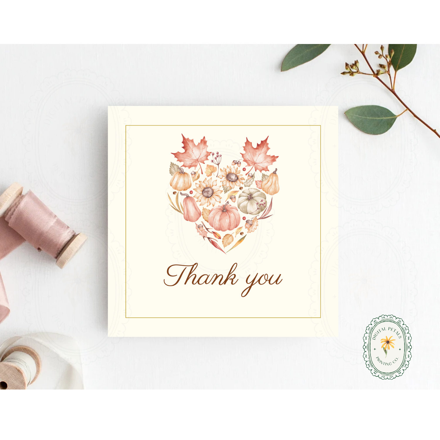 Fall Leaves Thank You Card Template | Editable Canva Digital Download