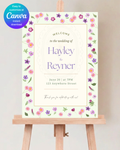 Spring Garden Wildflowers Wedding Welcome Sign Template | Editable Canva Digital Download