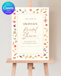 Terracotta & Cream Fall Leaves Bridal Shower Welcome Sign | Editable Canva Template | Digital Download