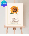 Sunflower Wedding Welcome Sign | Editable Canva Template | Instant Digital Download