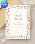 Spring Garden Wildflowers Bridal Shower Invitation Template | Editable Canva Digital Download
