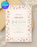 Autumn Harvest Wildflowers Baby Shower Invitation Template | Editable Canva Digital Download