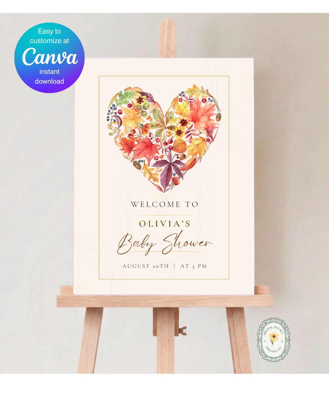 Terracotta & Rust Fall Baby Shower Welcome Sign | Editable Canva Template | Instant Digital Download