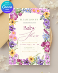 Boho Wildflower Baby Shower Invitation | Printable Floral Invite | Digital Download