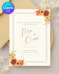 Rustic Fall Wildflowers Wedding Invitation Template | Hand Painted Cottagecore Digital Download