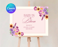 Baby in Bloom Spring Baby Shower Welcome Sign | Floral Canva Template | Editable Digital Download