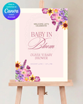 Baby in Bloom Baby Shower Welcome Sign Template | Editable Canva Digital Download