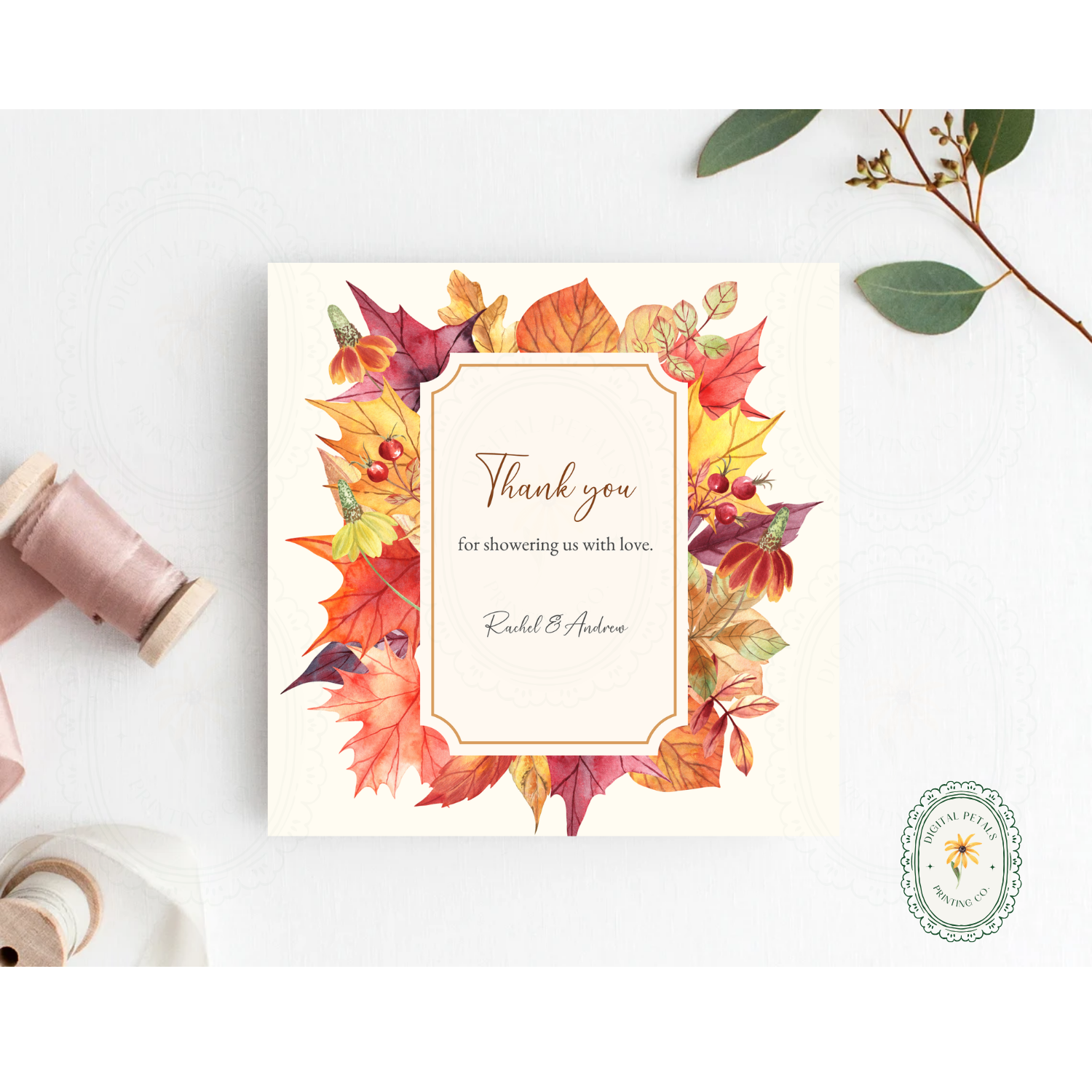 Autumn Harvest Wildflower Thank You Card Template Vol. 2 | Editable Canva Digital Download