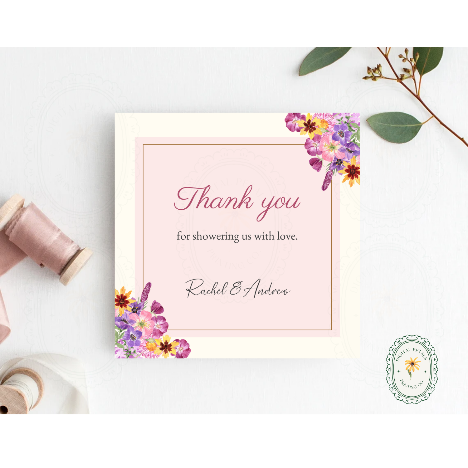 Spring Boho Thank You Card Template | Editable Canva Digital Download