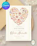 Terracotta & Rust Autumn Heart Baby Shower Invitation | Printable Floral Invite | Digital Download