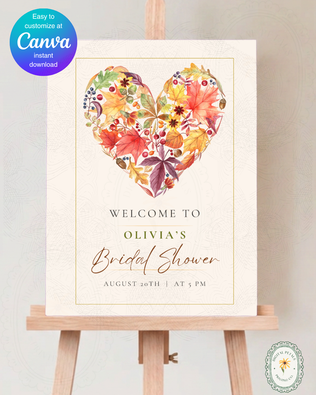 Terracotta & Rust Fall Bridal Shower Welcome Sign | Editable Canva Template | Digital Download