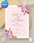 Baby in Bloom Baby Shower Invitation Template | Editable Canva Digital Download