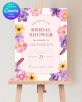 Wildflower Cottagecore Bridal Shower Welcome Sign | Editable Canva Template, Floral Botanical Spring