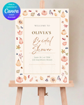 Autumn Harvest Wildflowers Bridal Shower Welcome Sign Template | Editable Canva Digital Download