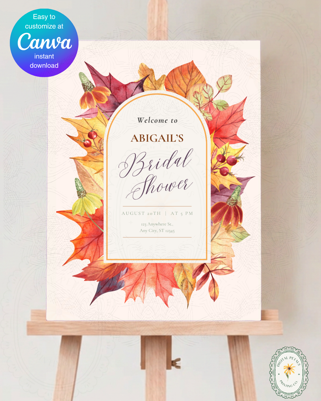 Bridal Shower Welcome Sign Printable | Autumn Harvest Wildflower Boho Bridal Decor | Digital Download