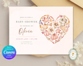 Autumn Heart Baby Shower Invitation | Autumn Floral Landscape | Canva Digital Download