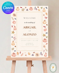 Autumn Harvest Wildflowers Wedding Welcome Sign Template | Editable Canva Digital Download