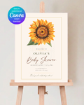 Terracotta & Rust Sunflower Baby Shower Welcome Sign | Editable Canva Template | Instant Digital Download