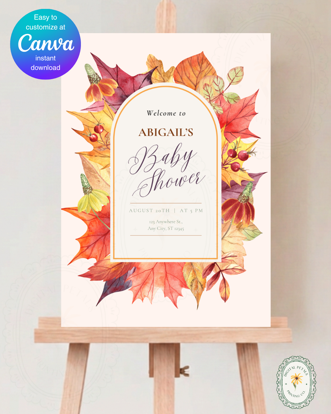 Baby Shower Welcome Sign Printable | Autumn Harvest Wildflower Boho Baby Shower Decor | Digital Download