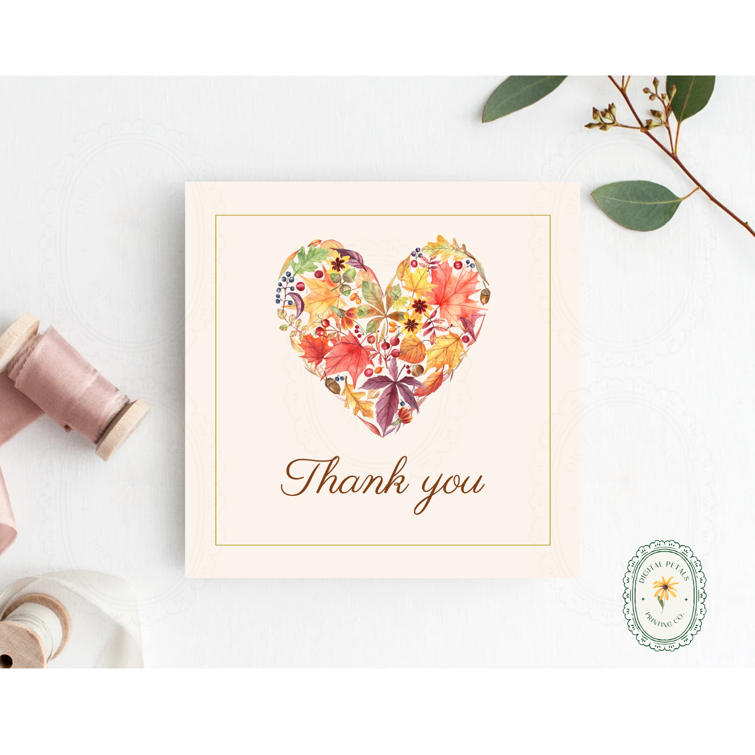 Rustic Fall Thank You Card Template | Editable Canva Digital Download