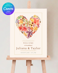 Terracotta & Rust Fall Heart Wedding Welcome Sign | Editable Canva Template | Instant Digital Download