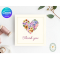 Lavender & Cream Spring Heart Thank You Card Template | Editable Canva Digital Download