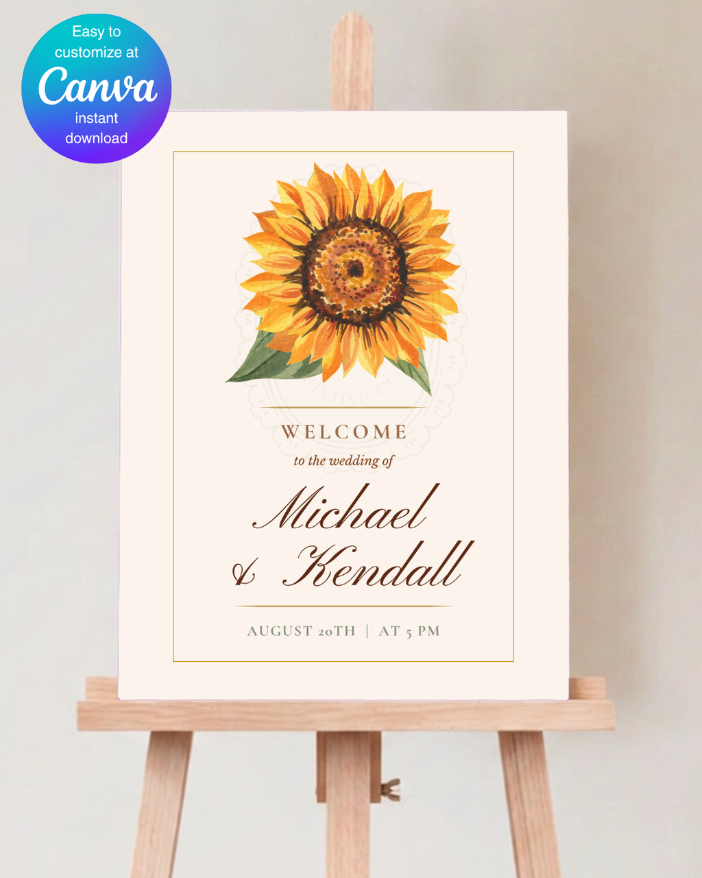 Terracotta & Rust Sunflower Wedding Welcome Sign | Editable Canva Template | Instant Digital Download