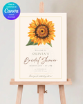 Sunflower Bridal Shower Welcome Sign | Editable Canva Template | Digital Download