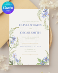 Blue Wildflower Wedding Invitation | Minimalist Printable Invite | Digital Download
