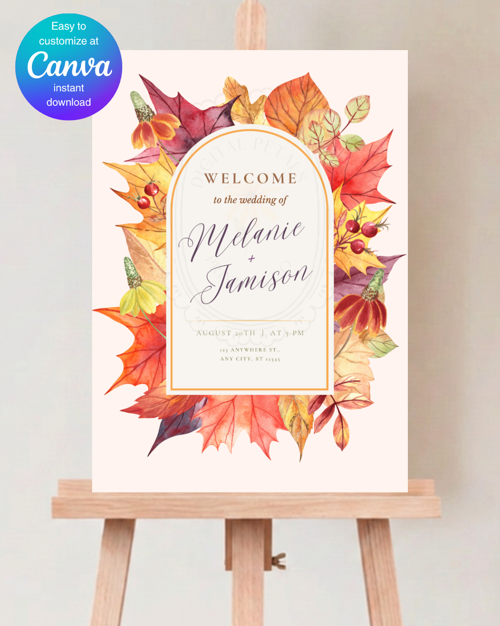 Fall Wedding Welcome Sign Printable | Autumn Harvest Wildflower Boho Wedding Decor | Digital Download