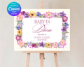 Baby Shower Garden Party Welcome Sign Wildflower Template | Editable Canva Digital Download
