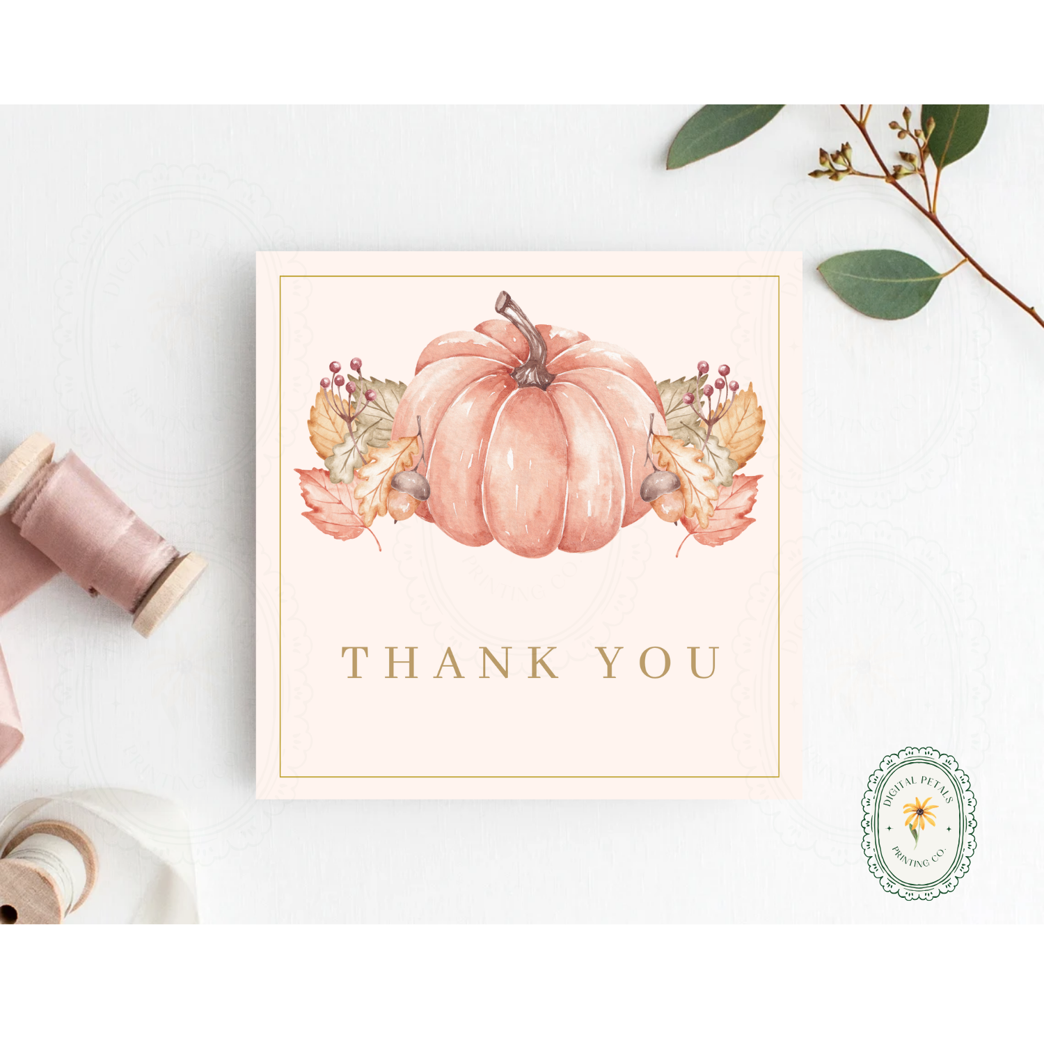 Pumpkin Thank You Card Template | Editable Canva Digital Download