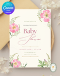 Dusty Rose & Blush Pink Wildflower Baby Shower Invitation | Minimalist Printable Invite | Digital Download
