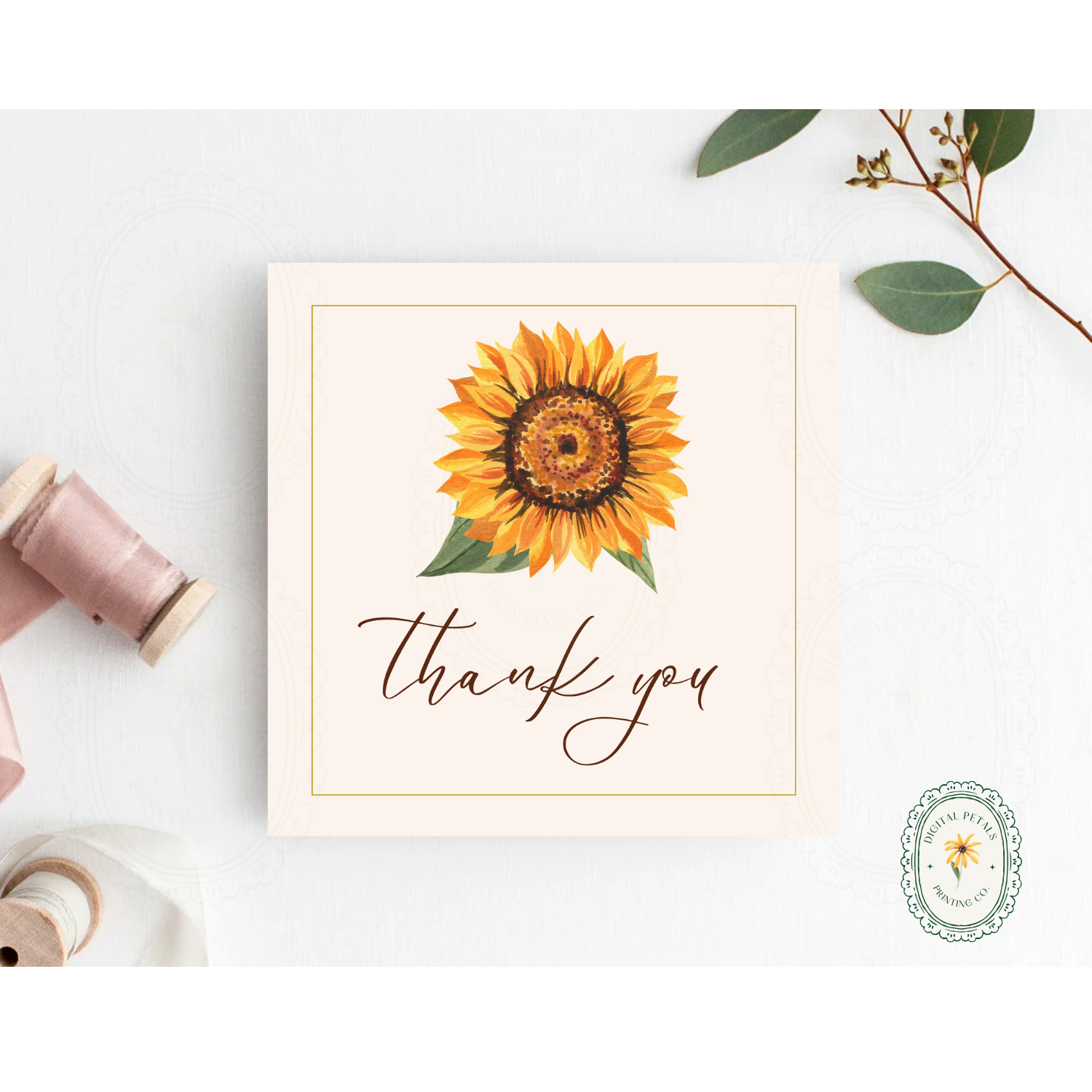 Terracotta Sunflower Thank You Card Template | Editable Canva Digital Download