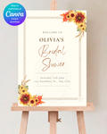 Rustic Fall Wildflowers Bridal Shower Welcome Sign Template | Hand Painted Cottagecore Digital Download